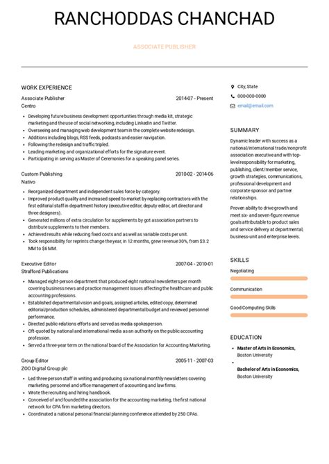 Publisher Resume Samples And Templates Visualcv