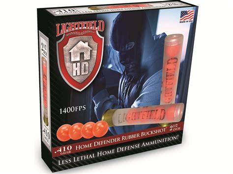 lightfield home defender less lethal ammunition 410 bore 2 1 2 rubber buckshot 4 pellets box of