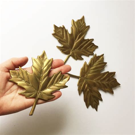 Vtg home interiors copper gold metal maple leaf branch wall art 2 pc 1970's. Vintage Brass Maple Leaves, Brass Leaf Wall Decor, Set of ...