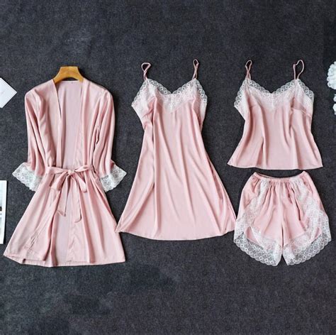Customized Lace Sexy Pajamas Imitation Silk Home Wear For Valentine′s