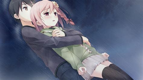 Yua Your Diary Kantoku Hugging Anime Couple Wallpaper