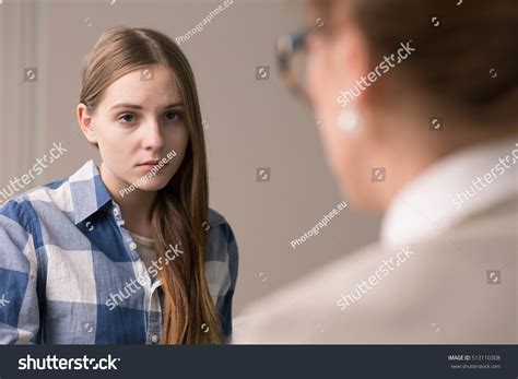 Sad Depressed Teenager Talking Psychologist Stock Photo 513110308