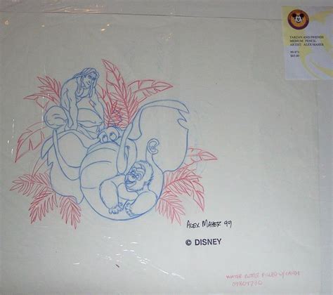 Disney Original Production Art Tarzan Terk Tantor Signed In