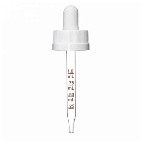 1 Oz White Child Resistant Graduated Glass Dropper 20 400