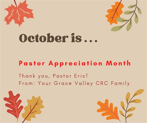 October Is Pastor Appreciation Month — Grace Valley Crc