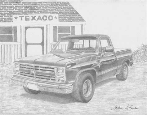 Truck drawing lessons and step by step drawing tutorials for drawing vehicle cartoons. 1986 Chevrolet Pickup TRUCK ART PRINT Drawing by Stephen Rooks