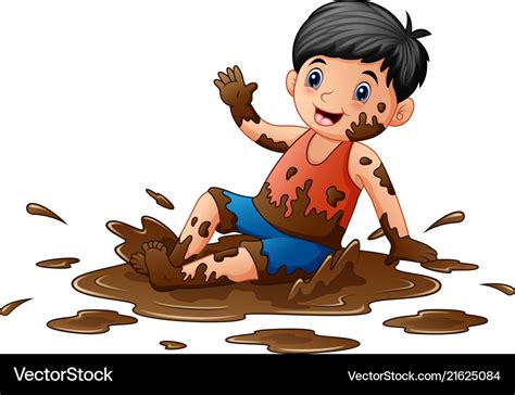 Little Boy Playing In The Mud Royalty Free Vector Image