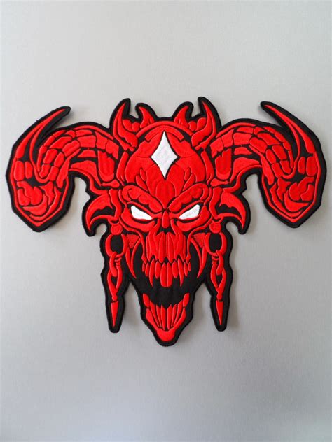 Embroidered Devil Back Patch In Red Embroidered Patches