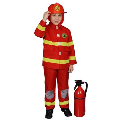 Boy Fire Fighter Childrens Costume In Red Small New Fashion Clothing