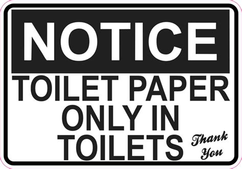 5in X 35in Toilet Paper Only Sticker Vinyl Restroom Wall Sign Stickers