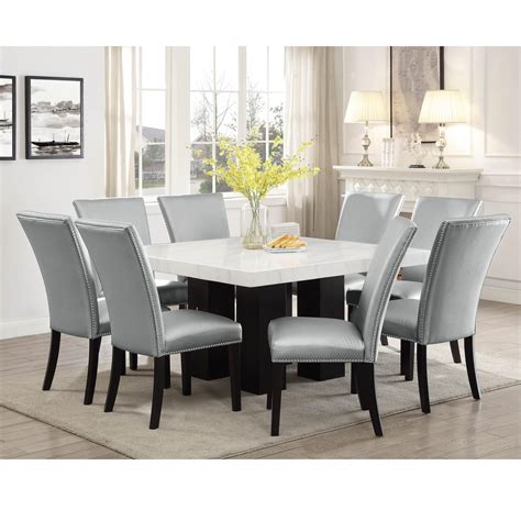 Steve Silver Camila Cm420wb540pt8xssn 9 Piece Dining Set With Marble