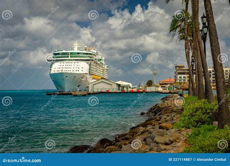 Oranjestad Aruba Cruise Ship Docked At The Port Editorial