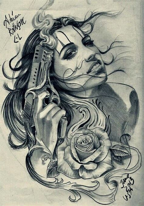 Prison drawings gangster drawings chicano drawings gangster tattoos cholo tattoo chicano tattoos sleeve body art tattoos tattoo design drawings tattoo sketches. Girl clown | Lowrider tattoo, Chicano art, Chicano art tattoos