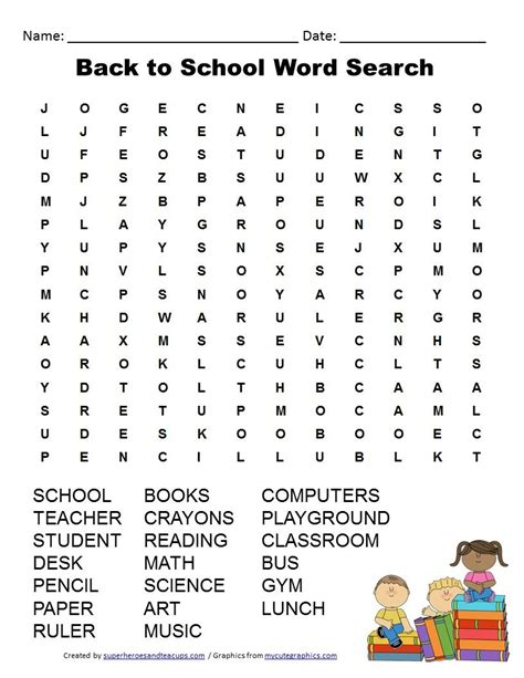 Free Printable Back To School Word Search School Age Activities