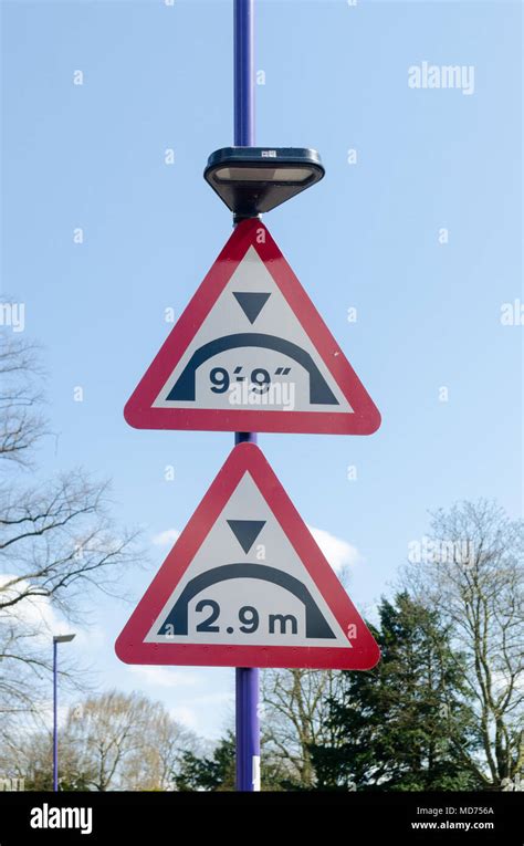 Road Sign Warning Of Bridge Ahead Giving Maximum Height In Metric And