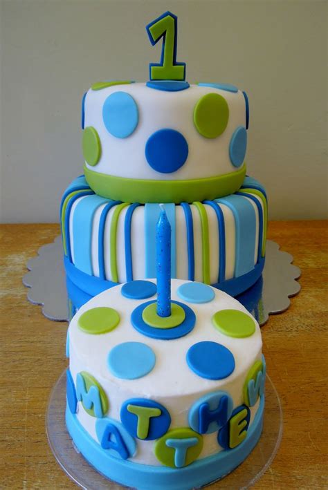Stripes And Dots Boys 1st Birthday — Childrens Birthday Cakes First