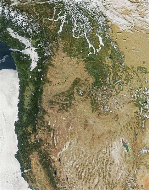 Satellite Image Of The Pacific Northwest Showing Fog On The Coast And