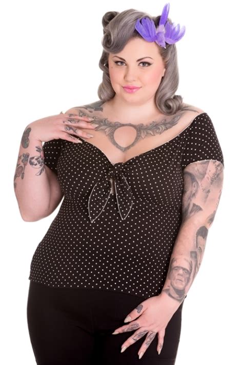 Hell Bunny Plus Size Black And White Rockabilly Polka Dot Cilla Top [hb6454black] 26 99