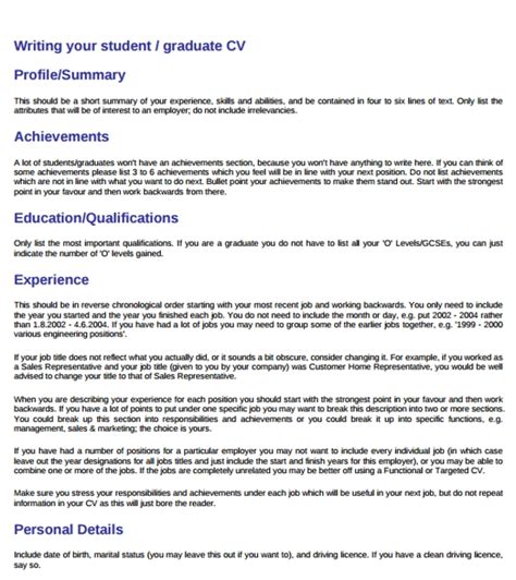 Personal Profile Cv Example Student