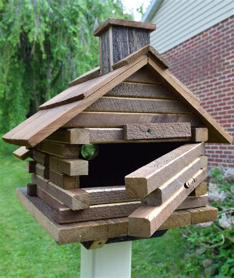 Small Bird House Log Cabin Bird House Reclaimed Wood Bird Etsy Bird