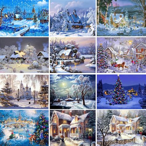 New Picture Of Snow Scene 5d Diy Diamond Embroidery Painting Home Decor