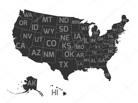 Map Of Usa With State Abbreviations Stock Vector Image By ©pyty 125571960