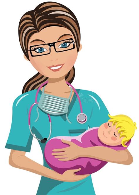 Woman Doctor Surgeon Newborn Stock Vector Illustration Of Midwife