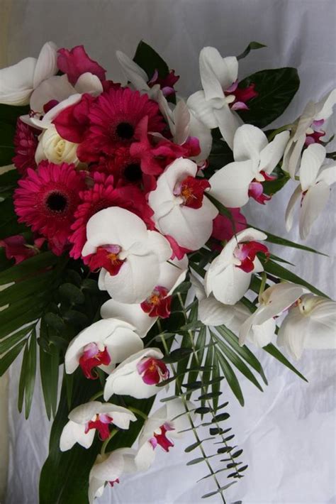 The Flower Magician Colour Hot Pink Tropical Bridal Bouquet Cascading