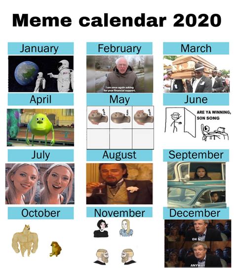 2020 Monthly Calendar Meme Free Download Printable Ca