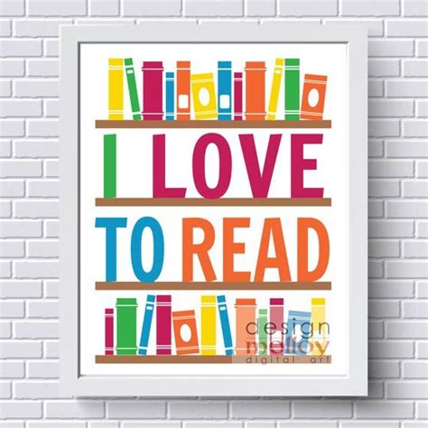 I Love To Read Poster Library Decor Bookstore Wall Art Etsy Uk