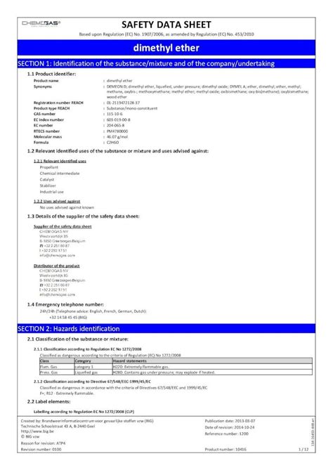 Pdf Safety Data Sheet Dimethyl Ether Dokumentips