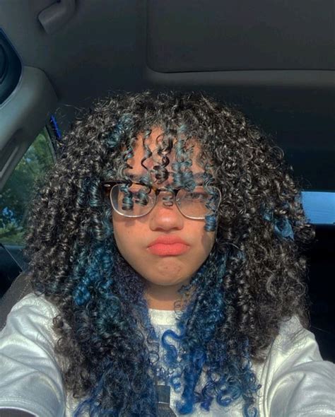 Blue Curly Hair Dyed Curly Hair Colored Curly Hair Underdye Hair