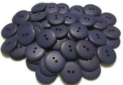 25 Navy Blue Matte Buttons Size 20mm 1316 Round 2 Holes Flat Back
