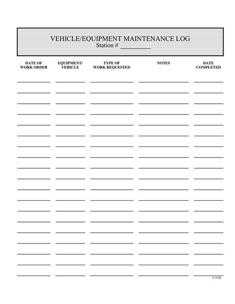 Vehicleequipment Maintenance Log Template In Word And Pdf