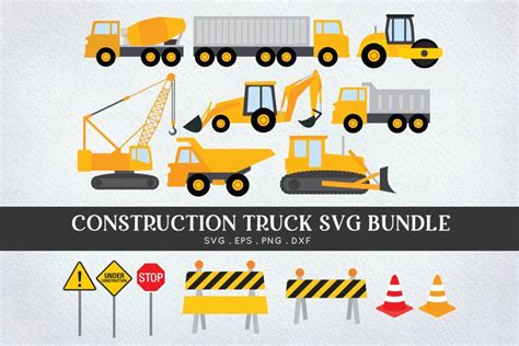 Construction Truck Svg Bundle Bulldozer Digger Svg Png Dxf