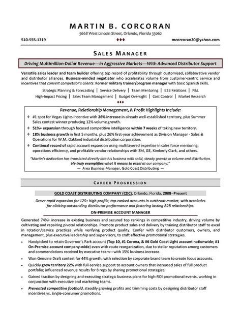 Looking to be connected with a progressive and established company where i. Sales Manager Resume Samples | Sample Resumes