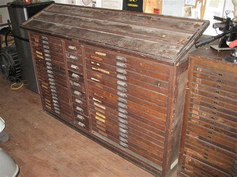 Antique Hamilton Combination Type Cabinet Printer Cabinet