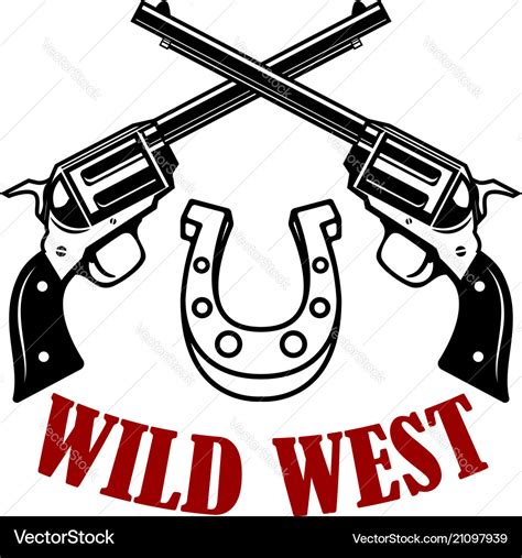 Wild West Crossed Revolvers On White Background Vector Image