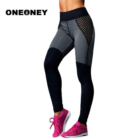 high quallity mesh yoga pants black grey patchwork full length running tights women workout