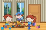 Niños jugando juguete en casa | Vector Premium
