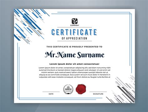 Multipurpose Professional Certificate Template Design Abstract Blue Vector Illustration