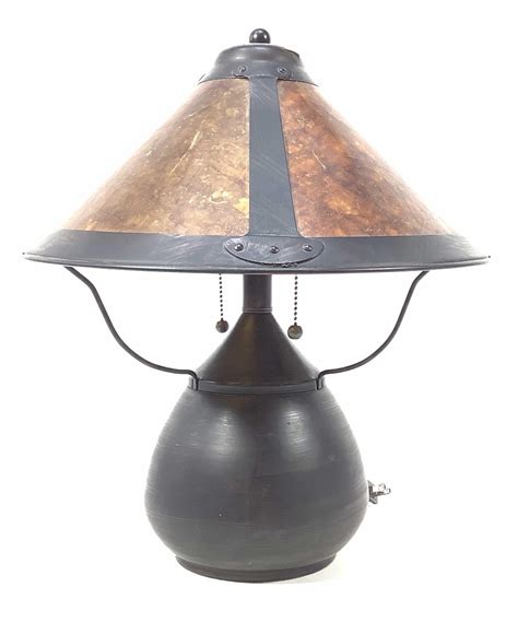 Lot Tensor Arts And Crafts Style Lamp W Mica Shade