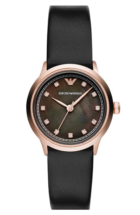 Emporio Armani Crystal Index Leather Strap Watch 26mm Nordstrom