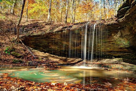 Waterfall Along Glory Hole Falls Trail In Autumn Ozark National