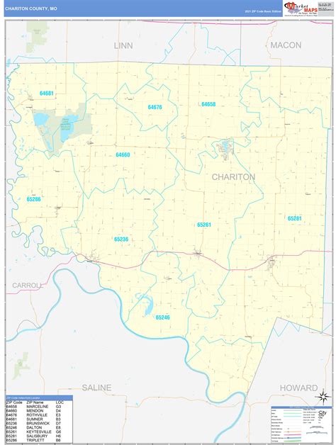 Chariton County Mo Zip Code Wall Map Basic Style By Marketmaps