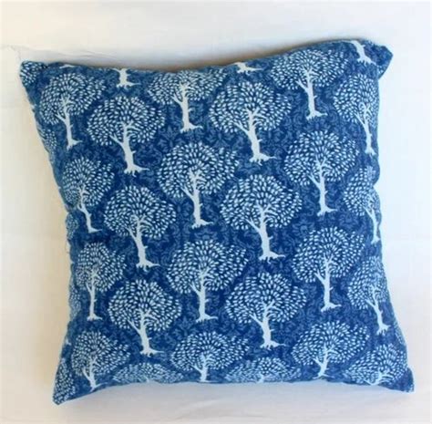 khushi handicraft tree printed indigo hand block print cotton cushion cover packaging type