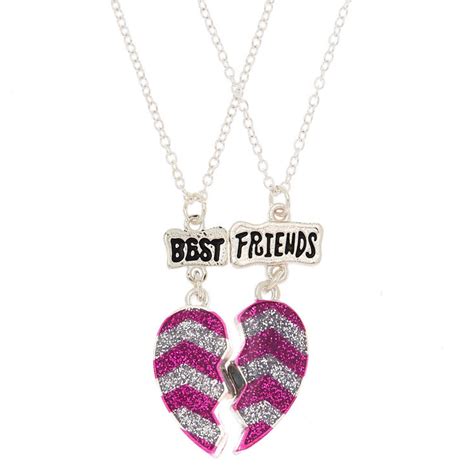 Best Friends Glitter Chevron Pendant Necklaces 2 Pack Claire S Us