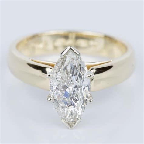 Cathedral Marquise Diamond Ring In Yellow Gold 180 Carat