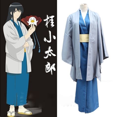 Japan Anime Gintama Katsura Kotarou Cosplay Costume Deluxe Set Gray