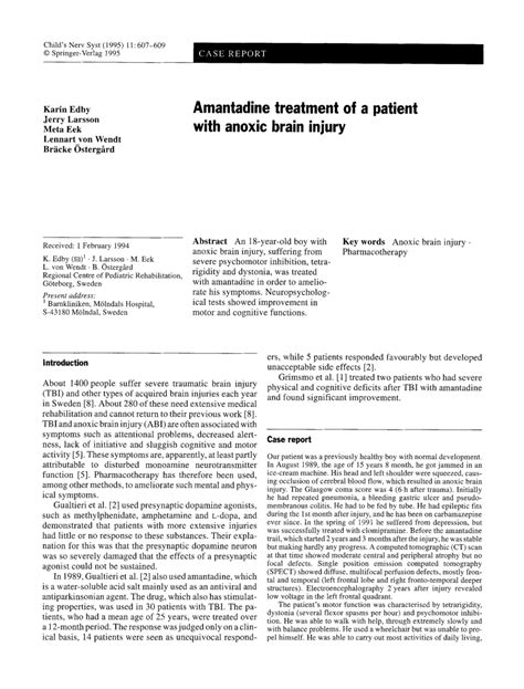 Pdf Amantadine Treatment Of A Patient With Anoxic Brain Injury